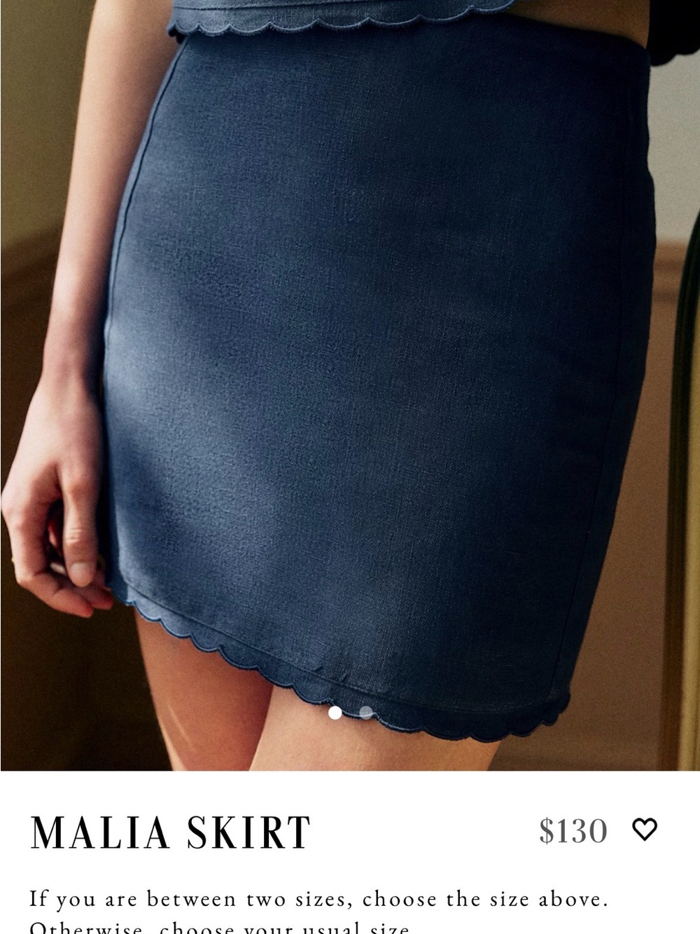 Malia Scalloped Hem Mini Skirt - Navy